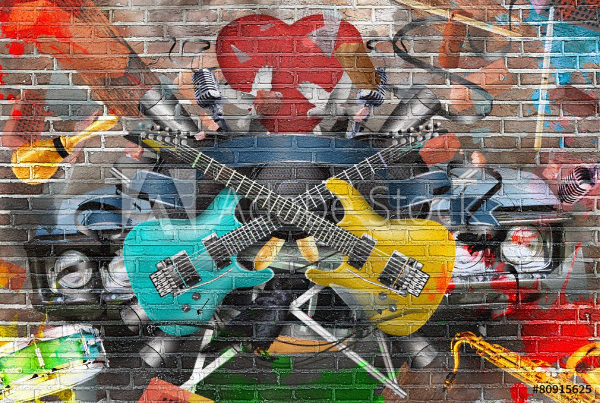 Picture of Collage of music color and bright musical background